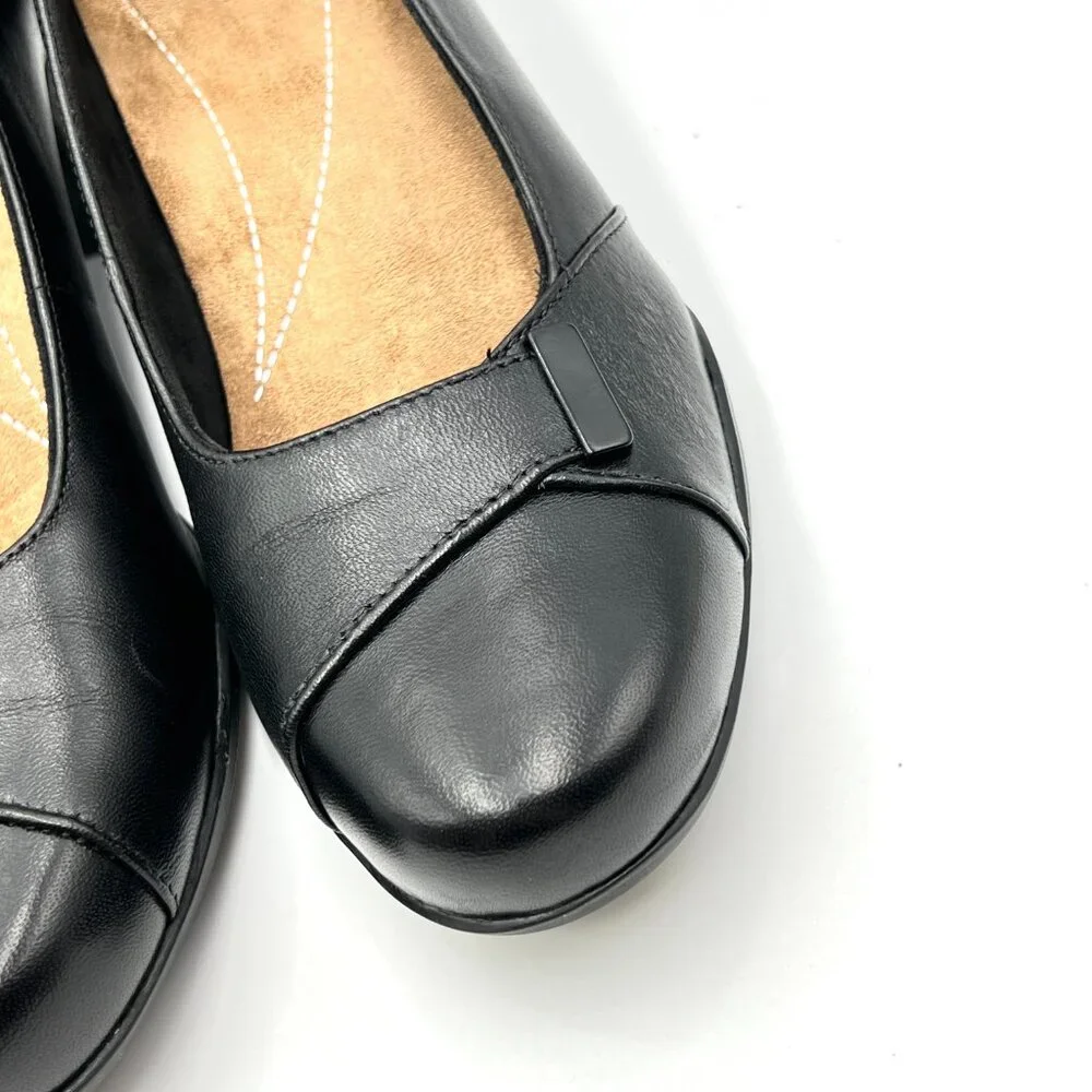 8N 8 NARROW‎ WIDTH Clarks Womens Rosalyn Belle Black Leather Pumps Heels Shoes